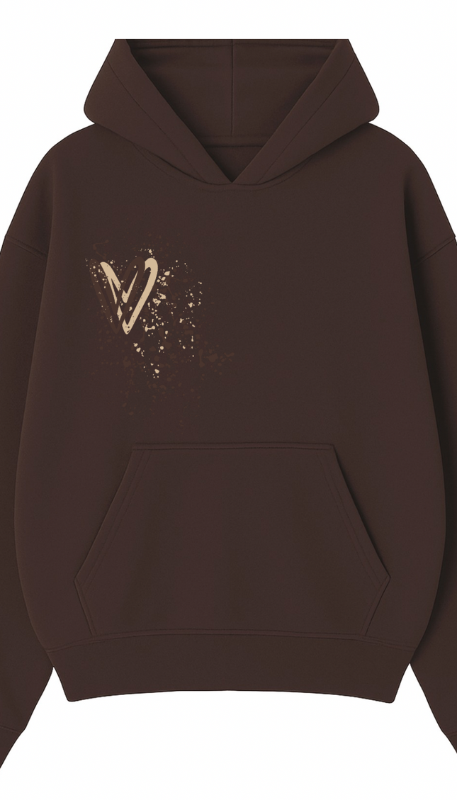 Brown Heart Printed Hoodie – image 4