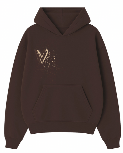 Brown Heart Printed Hoodie Kids
