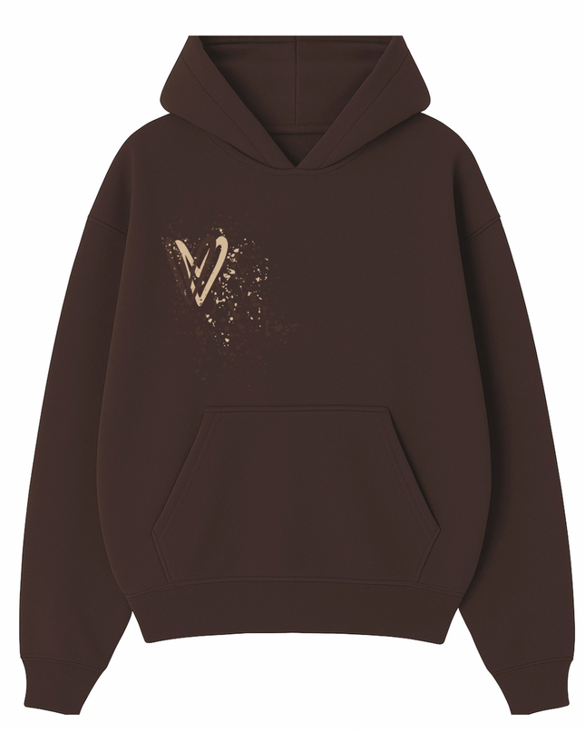 Brown Heart Printed Hoodie Adults