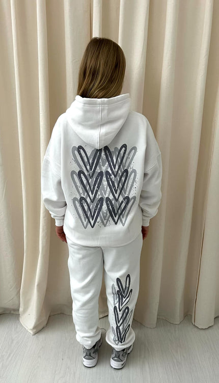 Grey Heart Graffiti Hooded Tracksuit White