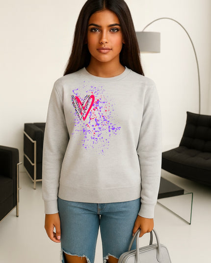 Multicoloured Leopard Heart Printed Sweatshirt