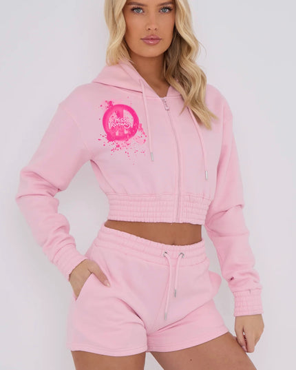 Miss Runway Pink Peace Printed Short Set