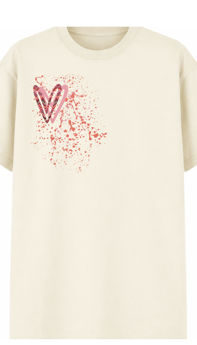 Coral Zig Zag Heart Printed T-shirt by Miss Runway – image 2