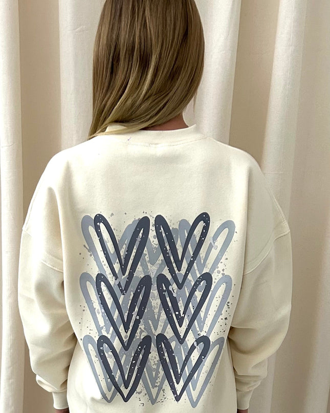 Grey Heart Printed Sweatshirt Adults