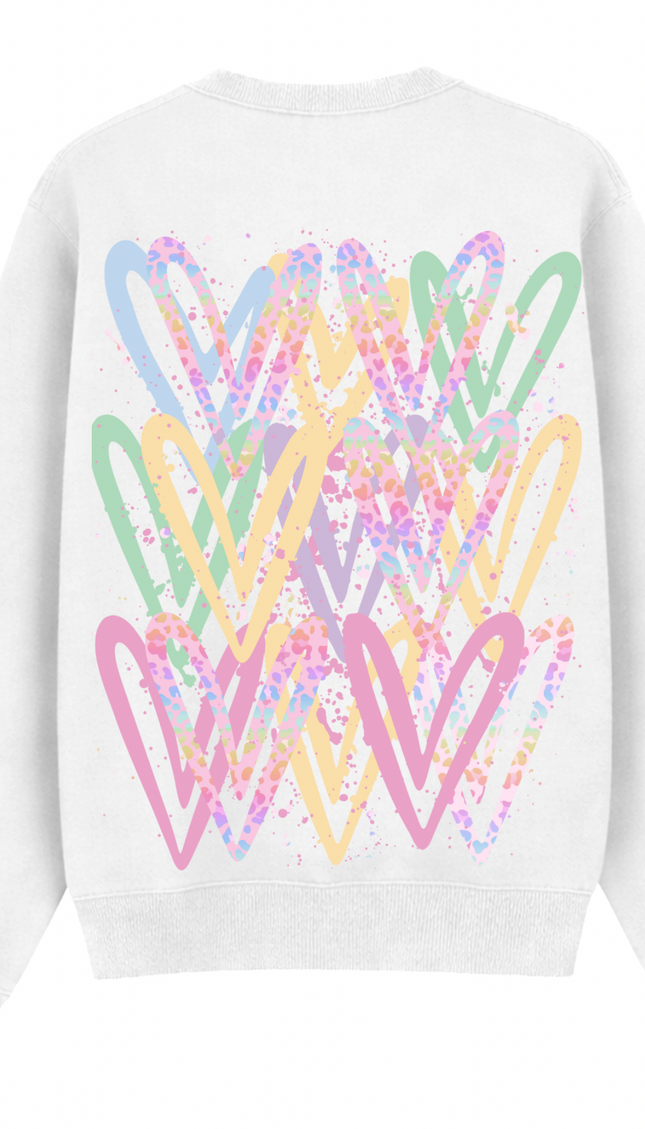 Pastel Leopard Print graffiti heart sweatshirt with spray paint effect print – women's sweatshirt by Miss Runway