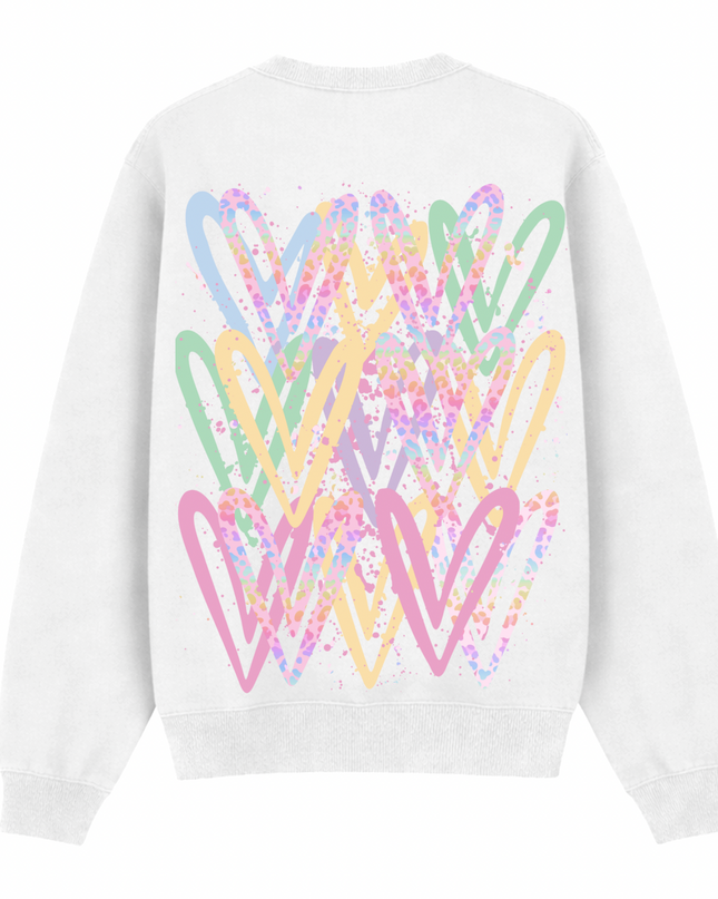 Pastel Leopard Print Heart Printed Sweatshirt Kids