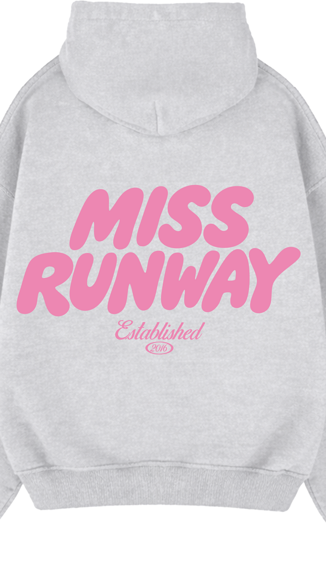 Miss Runway Established Hoodie Grey/Pink – adult printed hoodie by Miss Runway