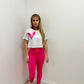 Hot Pink Heart Cropped T-Shirt And Legging Set