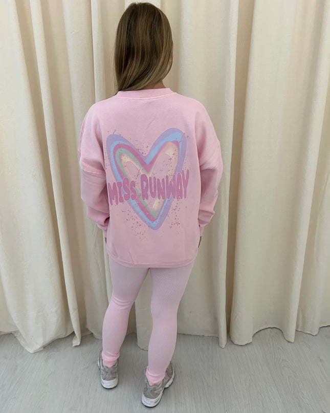 Miss Runway Pastel Heart Printed Sweatshirt & Leggings Adults