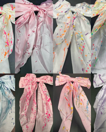 Spray Painted Satin Hair Bows
