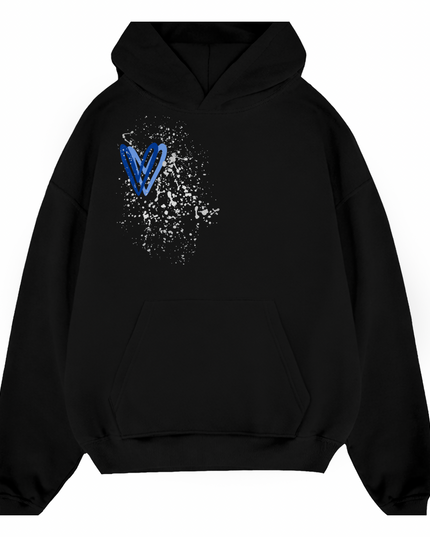 Royal Blue/Silver Heart Printed Hoodie Adults