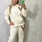 Brown Heart Sprayed Cream Hooded Tracksuit