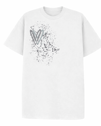 Grey Paisley Heart Printed T-shirt Adult