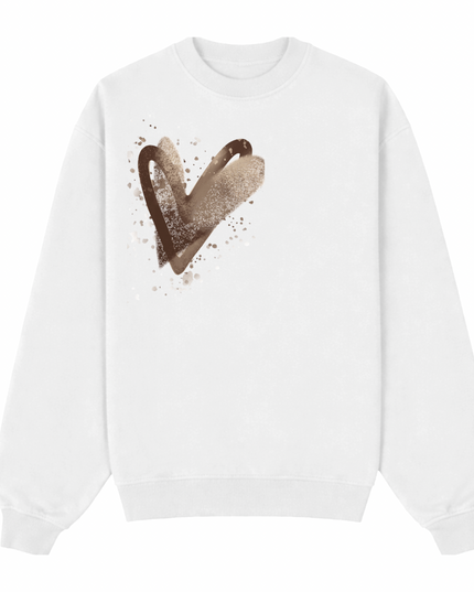 Brown Scatter Heart Printed Sweatshirt Adults