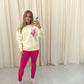 Miss Runway Pink Heart Graffiti Sweatshirt Legging Set Cream