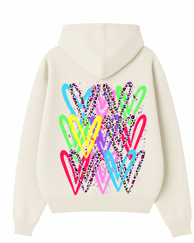 Multicoloured Leopard Print Heart Printed  Hoodie Kids