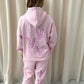 Baby Pink Candy Cane Heart Graffiti Hooded Tracksuit Pink