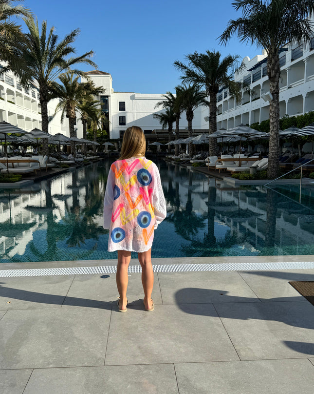 Neon Spray Evil Eye Beach Shirt
