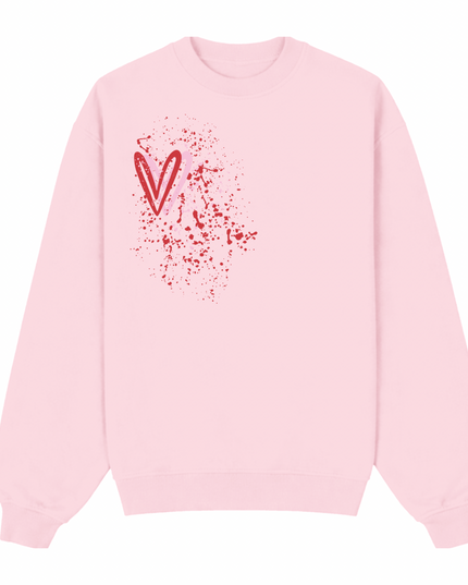 Pink/Red Heart Printed Sweatshirt Adults