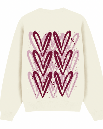 Burgundy Heart Printed Sweatshirt Kids