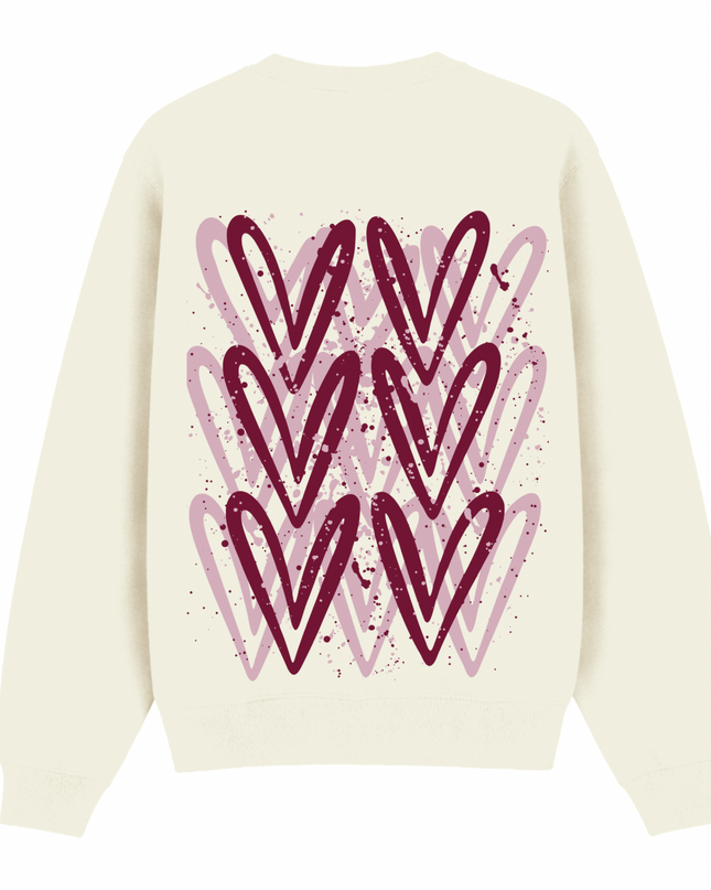 Burgundy Heart Printed Sweatshirt Kids