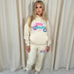 Miss Runway Good Vibes Only Oversized Hooded Tracksuit Cream