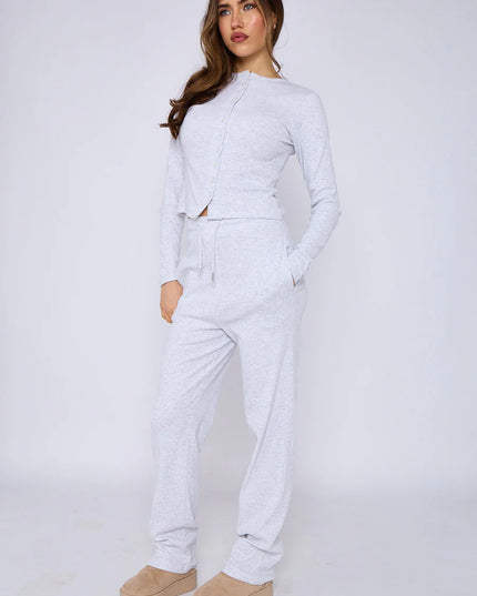 Button Loungewear Co ord Ash Grey