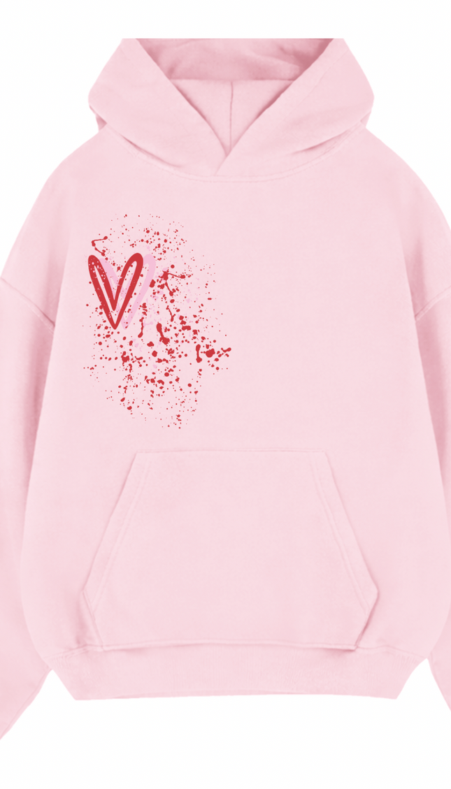 Pink/Red Heart Printed Hoodie by Miss Runway – image 2