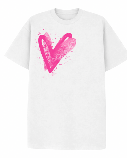 Hot Pink Scatter Heart Printed T-shirt Kids