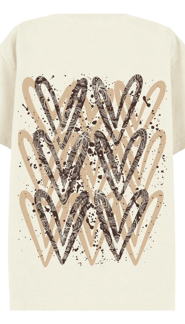 Brown Paisley Heart Printed T-shirt – additional view