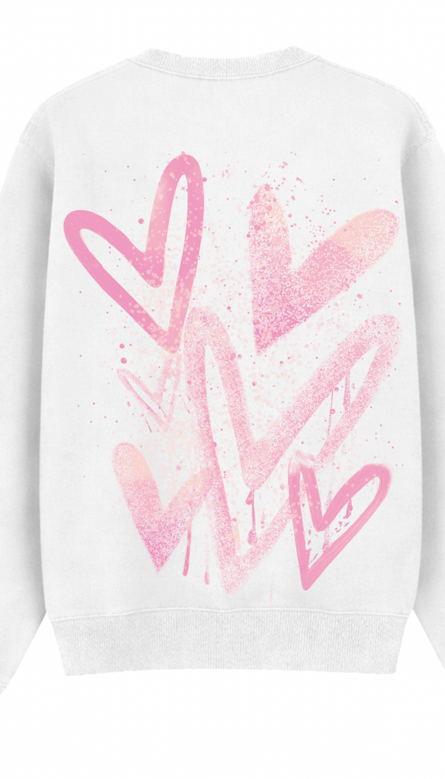 Pink Scatter Heart Printed Sweatshirt – additional view