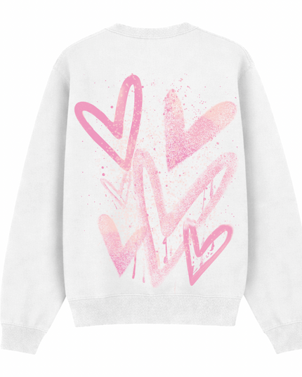 Pink Scatter Heart Printed Sweatshirt Adults