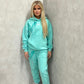 Mint Green Heart Sprayed Hooded Tracksuit