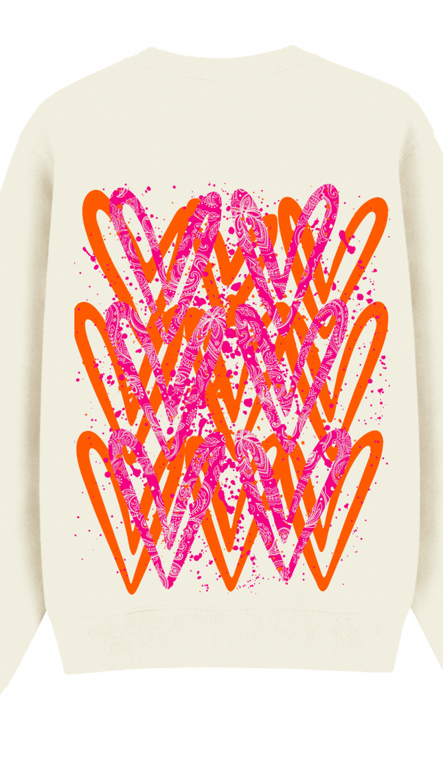 Neon Paisley Heart Printed Sweatshirt – additional view