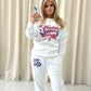 Angel Numbers Protect Your Energy Graffiti Sweatshirt Tracksuit White-Red/Blue