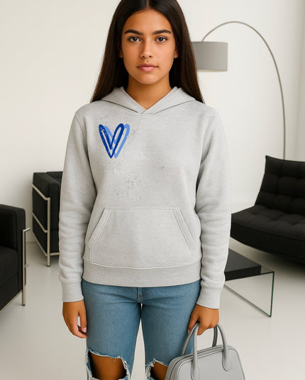 Royal Blue/Silver Heart Printed Hoodie