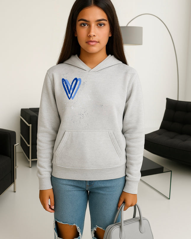 Royal Blue/Silver Heart Printed Hoodie