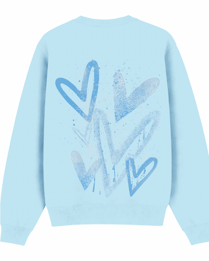 Blue Scatter Heart Printed Sweatshirt Adults