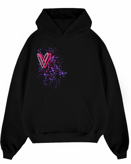 Multicoloured Leopard Print Heart Printed Hoodie Adults