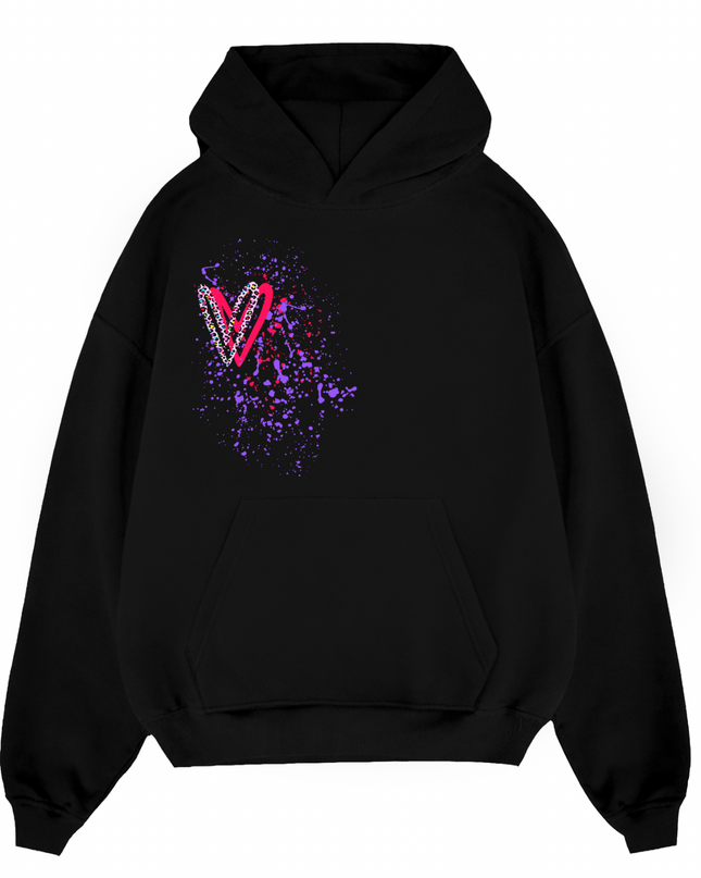 Multicoloured Leopard Print Heart Printed  Hoodie Kids