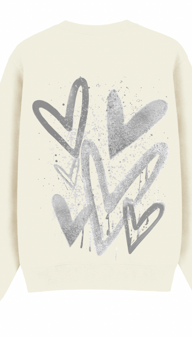 Grey Scatter Heart Printed Sweatshirt – additional view
