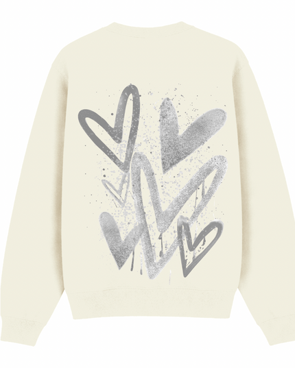 Grey Scatter Heart Printed Sweatshirt Kids