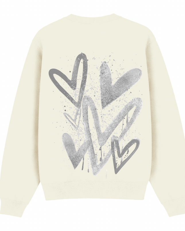 Grey Scatter Heart Printed Sweatshirt Kids