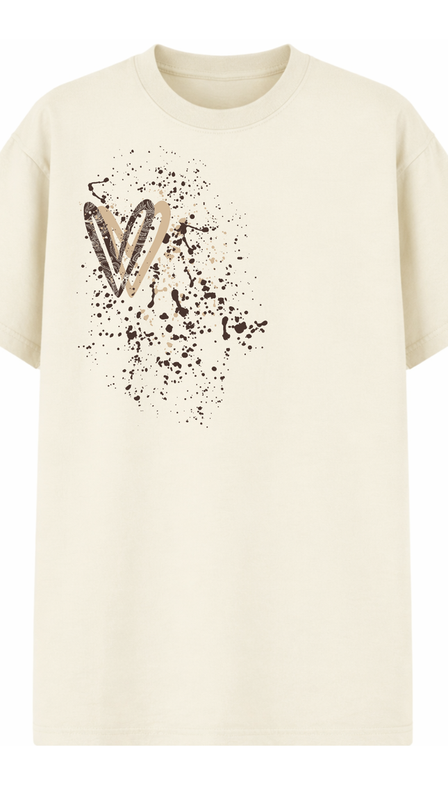Brown Paisley Heart Printed T-shirt – image 4