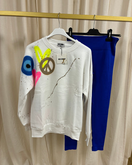 Neon Heart, Gold Peace, Evil Eye Spray Painted Sweatshirt & Leggings Kids
