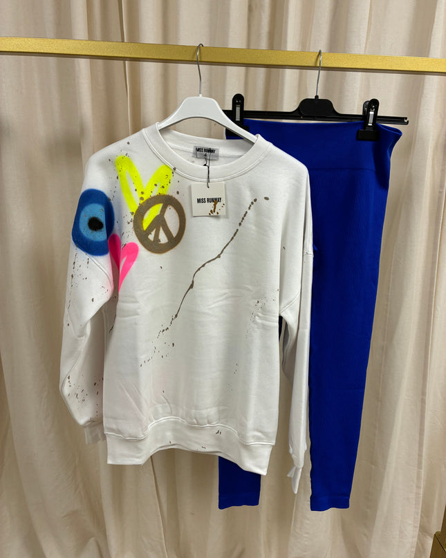 Neon Heart, Gold Peace Sweatshirt Legging Set Adults