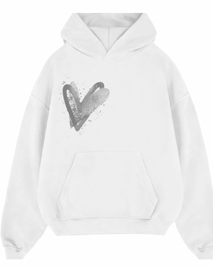 Grey Scatter Heart Printed  Hoodie Kids