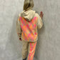 Neon Heart Beige Hooded Tracksuit