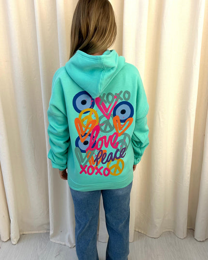 XOXO Printed Ruched Hoodie