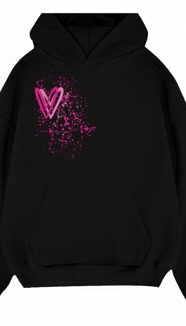 Hot Pink Heart Printed Hoodie – image 12